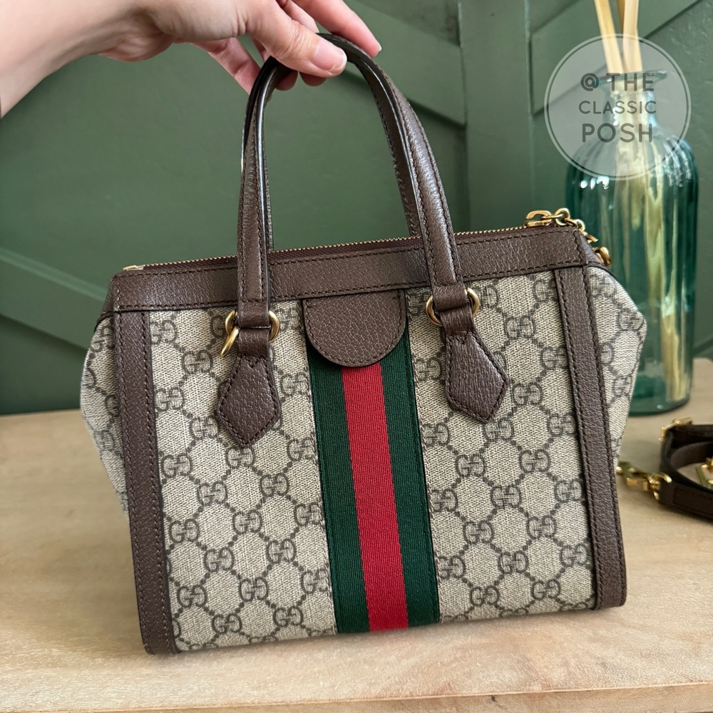 EUC GUCCI SUPREME SMALL SHOULDER CANVAS TOTE BAG - Picture 11 of 14